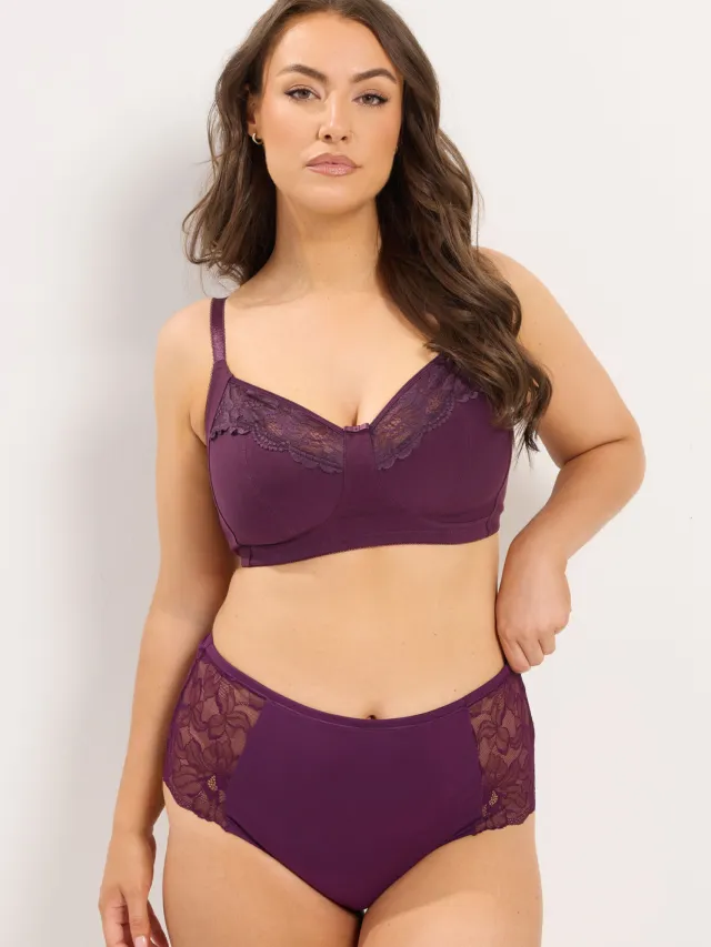 Yours Paarse Microvezel Kanten Maxislips-42 Purple