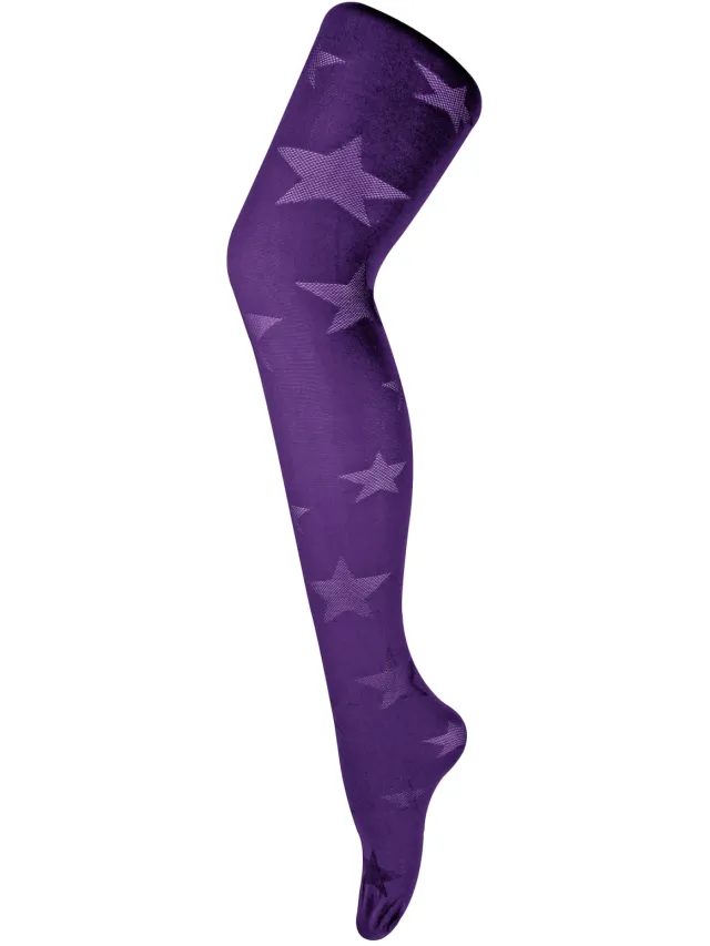 Sock Snob Dames80 denier ondoorzichtig patroon panty's - Star Imperial Purple Paars
