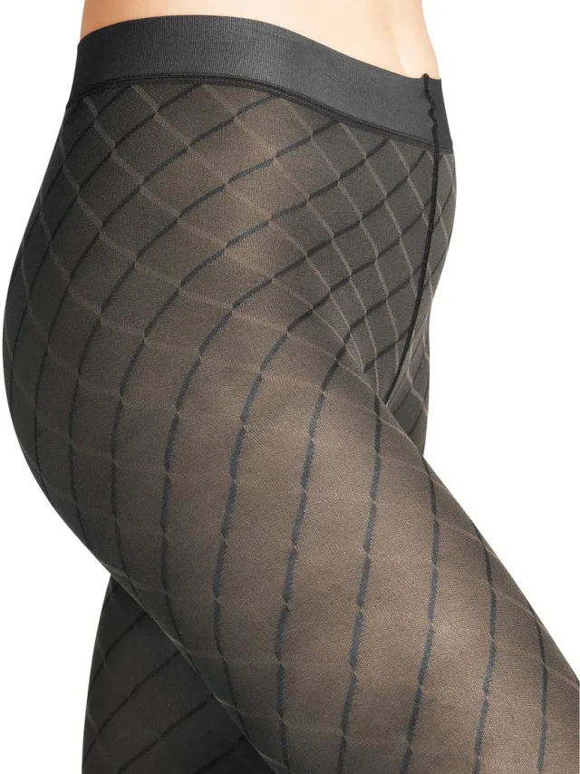 Falke Intrigue gedessineerd materiaal transparent 30 DEN panty dames grijs-L grijs 3275