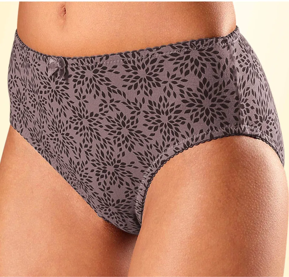 slip taupe met zwart bloemenmotief taupe/zwart