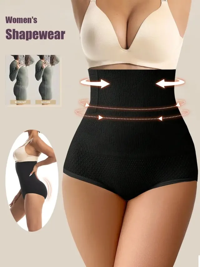 Karma 1 Stuk Hoge Taille Vormgevende Slipjes Tailletrainer Body Shaper Buikhoes Vrouwen Platte Buik Controle Slipjes Heupen Billift Slips Dames Ondergoed Shapewear zwart