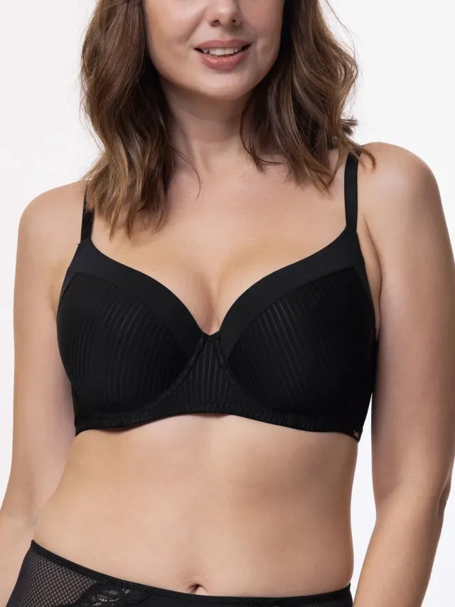 Dorina BH Carmen - T-shirt BH met Beugel - Grote maten bh met vulling met brede bh band - 85C - Zwart