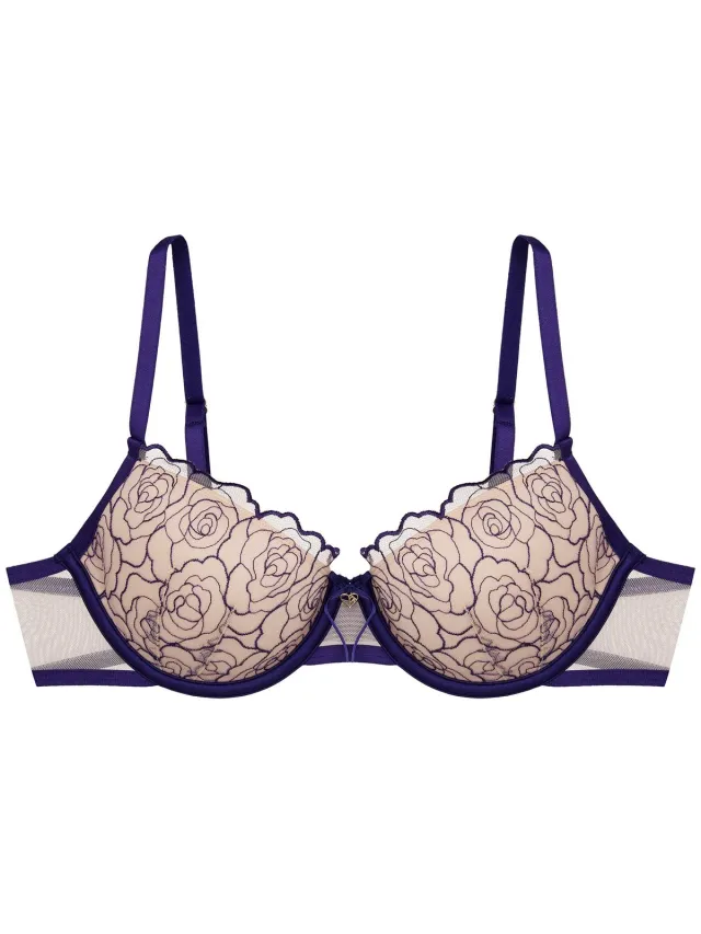 ESOTIQ Batty - Push-upbeha - Marineblauw - Kanten cups Marineblauw;Nude