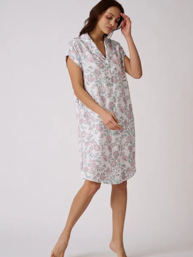 Damart Nachthemd van zuivere viscose - Dames - Wit - 46-48 (L)