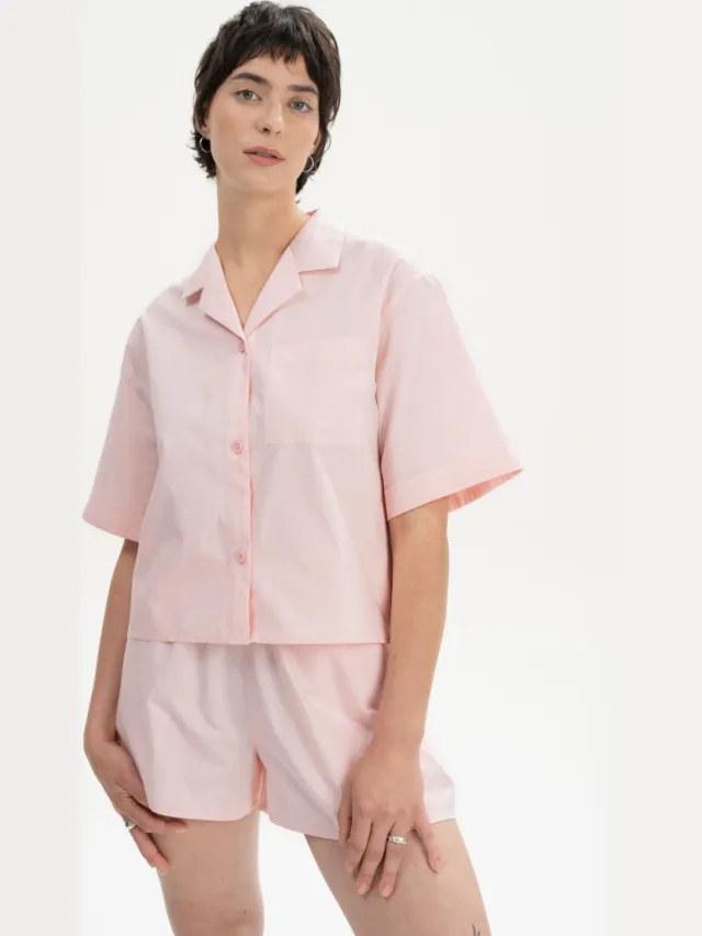 MELA dames vegan Pyjamashirt Hansika Berry Blush Roze Lichtroze