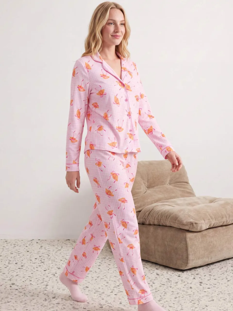 Trendyol TRENDYOLMİLLA Dames 2-pack Roze Met grafische print Lang Loungewear Regular fit Pyjama- Sets