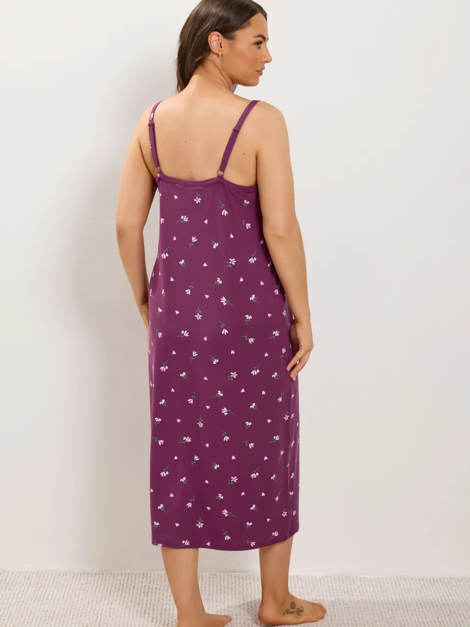 Yours Bordeauxrode Zacht Aanvoelende Chemise Met Bloemenprint-42, foto 3