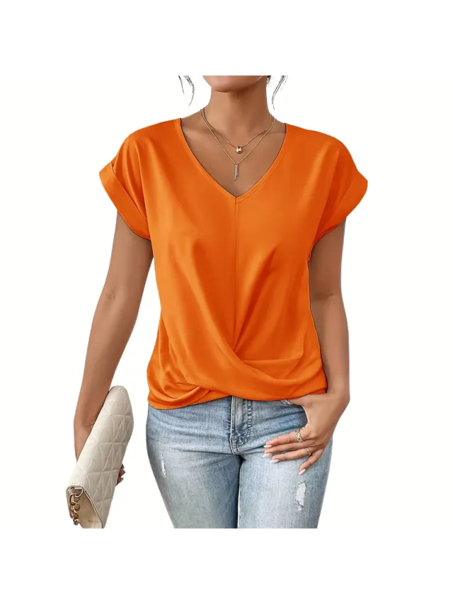 Currero Topje Dames - Top Kleding - Shirt - Blouse - Kort - Volwassen - Oranje
