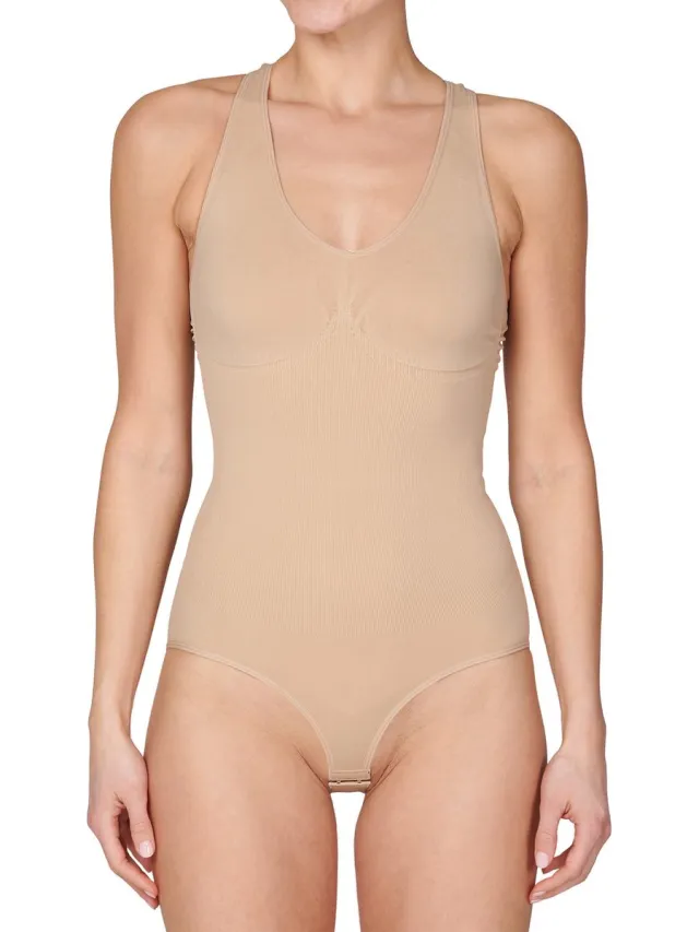 J&C corrigerende body dames - brede bandjes - L - Beige