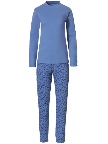 By Louise Dames pyjama set interlock lange mouw + broek Blauw