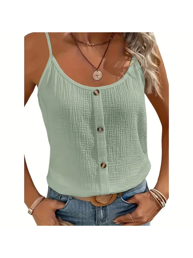 Currero Topje Dames - Top Kleding - Shirt - Blouse - Kort - Volwassen - Bonen Groen