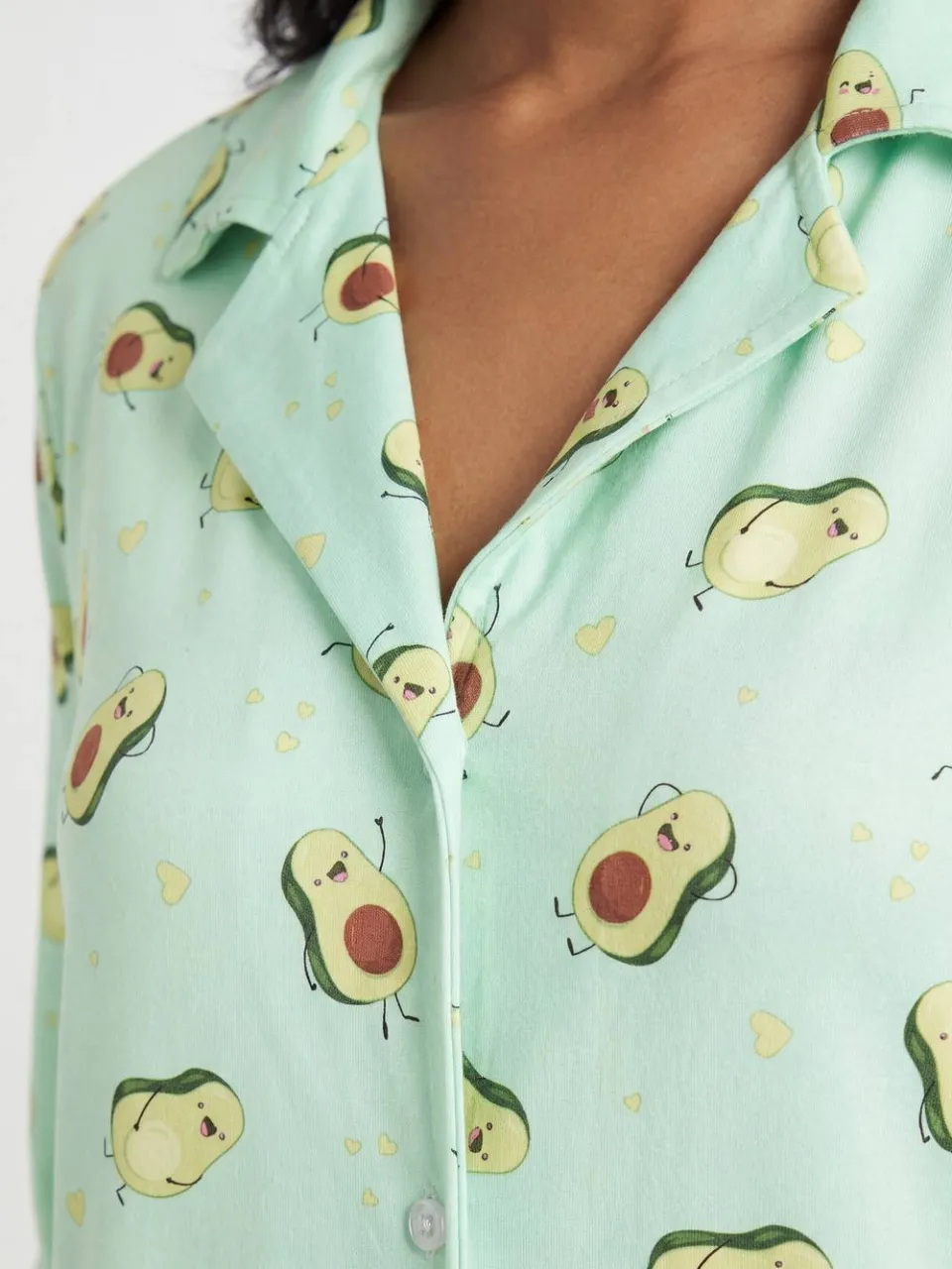 boohoo Dames Avocado Print Pyjama Set Met Lange Mouwen & Broek lichtgroen, foto 3
