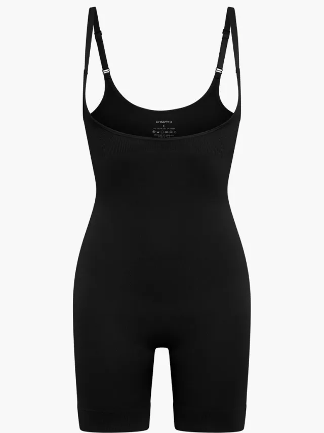 cfab Bodysuit met figuurcorrigerende werking en open decolleté - Zwart - 4XL - Corrigerende Body - Naadlos - corrigerend ondergoed dames