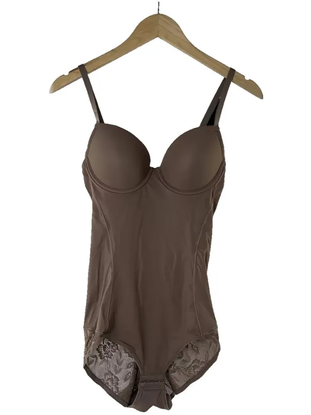 Currero Bodysuit Dames - Shapewear - Bodystocking - Corrigerende Body - Ingebouwde BH - Vormgevend & Afslankend Effect - Bruinkleur