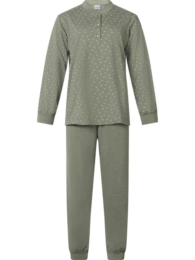 Lunatex dames pyjama 124197 Leafs - groen