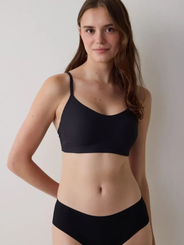 Penti Geribbelde Jersey Bralette Zwart