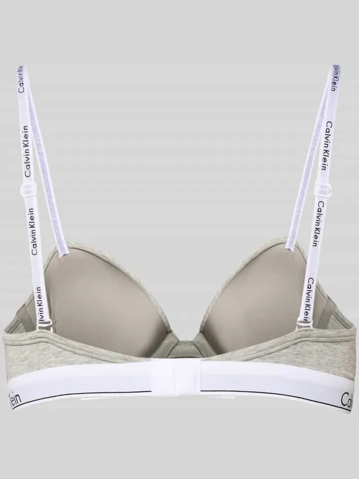 Calvin Klein Beha met spaghettibandjes met label, model 'Demi' lichtgrijs, foto 2