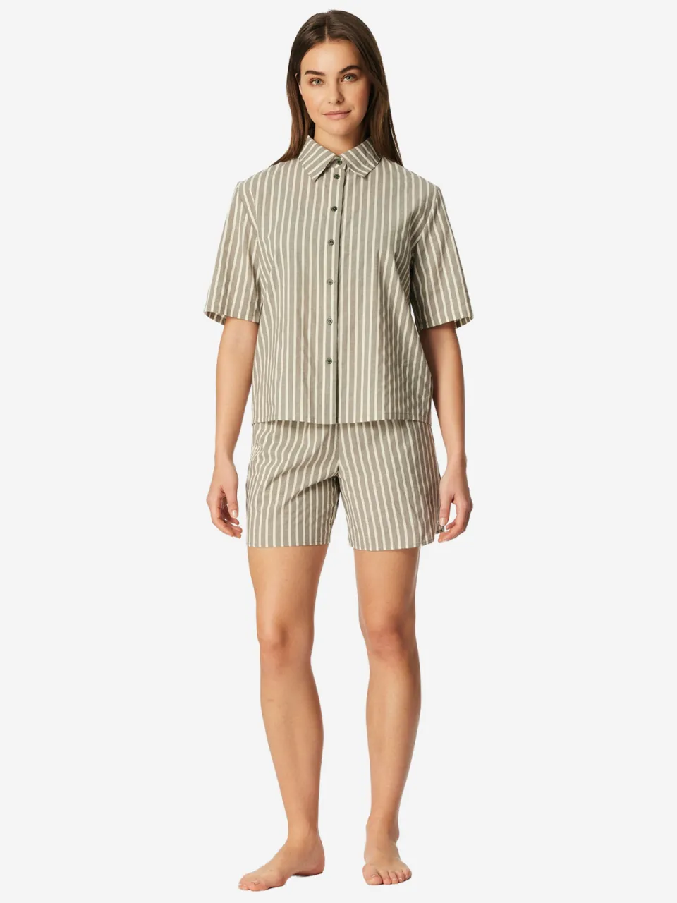 Schiesser Vrouwen Pyjama Selected Premium olijfgroen