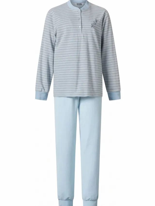 Lunatex warme dames pyjama badstof 124228 - blauw
