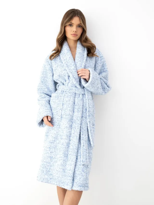 S& Sensis Sensis Bouclé Fleece Badjas Ismina Dames 40 / Lichtblauw