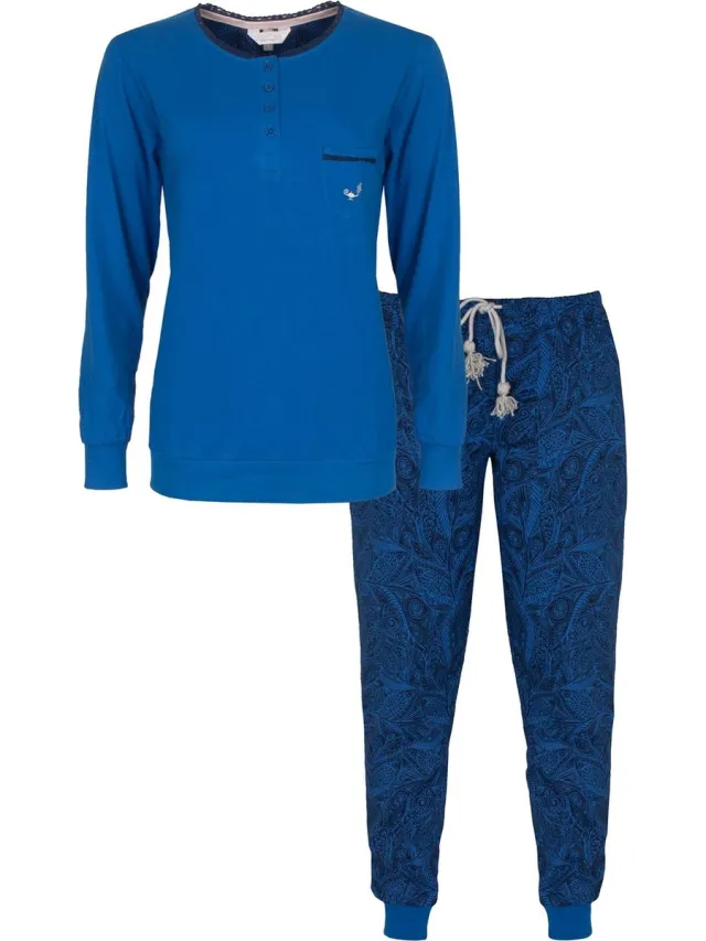 Tenderness Dames Pyjama - 100% Katoen - Helder Blauw