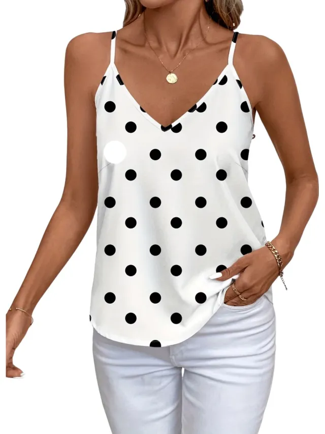 Currero Topje Dames Polkadots - Mouwloze Top - Singlet - Kleding - Shirt - Blouse - Kort - Volwassen - Gemengde kleur