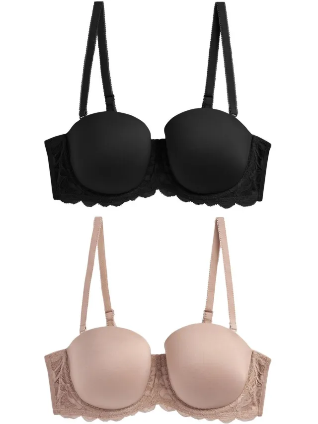 Next Dames - Verpakking van 2 strapless multiway beha's met lichte vulling in cupmaten A-E - Zwart Black/Praline Nude