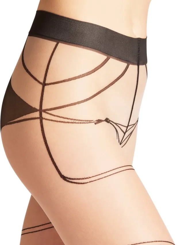 Falke Ruby gedessineerd materiaal halfdoorzichtig 8 DEN panty dames beige-L beige 4859