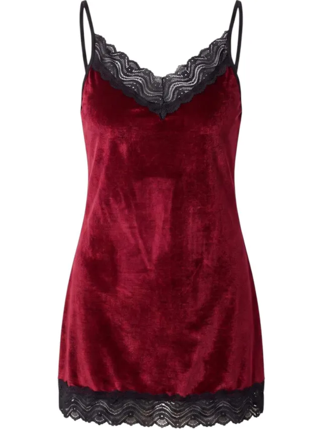 Trendyol TRENDYOLMİLLA Dames Bordeauxrood Effen Kort / Mini Mouwloos Loungewear Regular fit Nachthemden Kersenrood