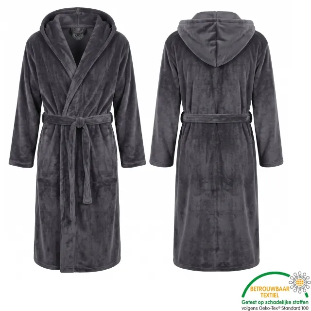 Sorprese Soft - Badjas - Antraciet - Ultra Zacht en Warm - Microvezel - Badjas Dames - Badjas Heren - Sauna - Cadeau - Oeko-Tex Standard 100