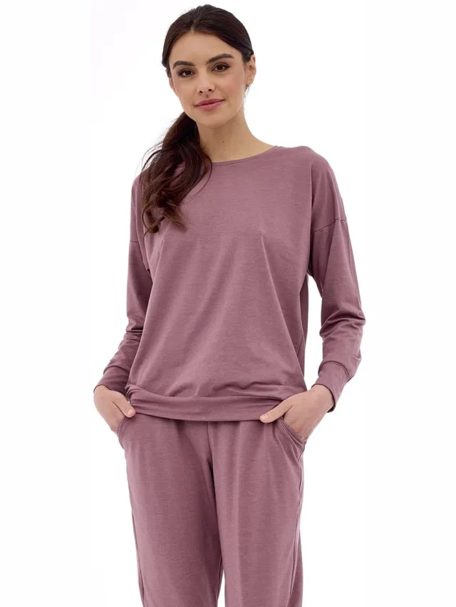 Cornette Dames Pyjama Huispak Winter Lange Mouw Lange Broek Gabi Roze 800/405 44 /