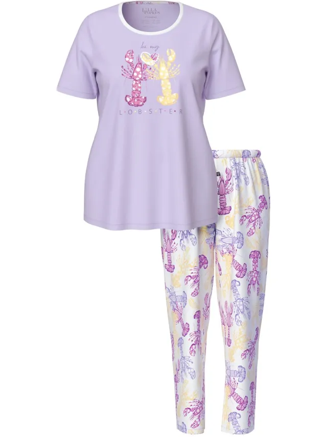 Ulla Popken Dames - Pyjama - Zachtlavendel - Maat 46+