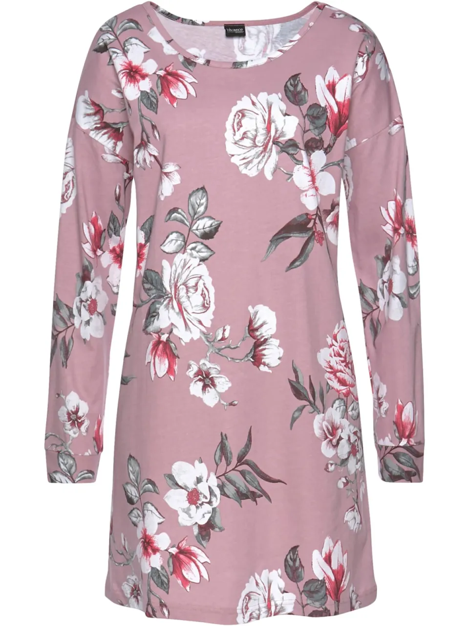 nachthemd met bloemenprint mauve zwart, foto 3