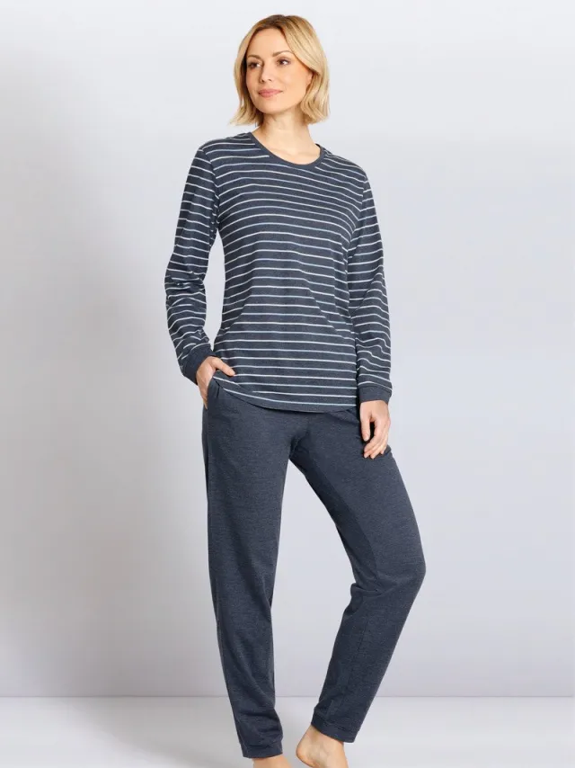Hajo dames pyjama blauw met strepen - Blauw - Maat - 36/38
