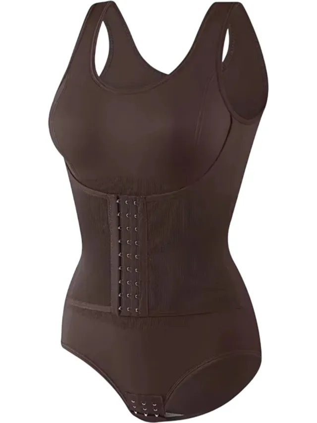 rimmo Dames Bodysuit Shapewear met Rits – Corrigerende Body, Buikcorrectie, Corrigerend Ondergoed, Slankmakend Corset, Figuurcorrigerend, Naadloze Shapewear - Bruin