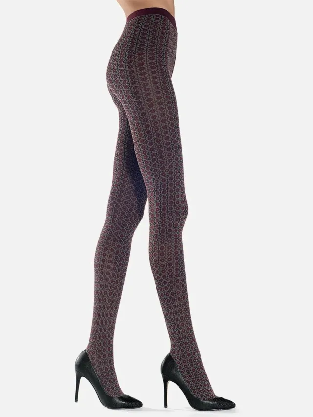 Oroblu Aida 80 den geometric panty maat S blue/ocean blauw