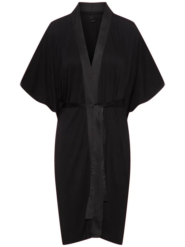 ESOTIQ Onyx - Damesbadjas - Zwart - Satijnlook van viscose