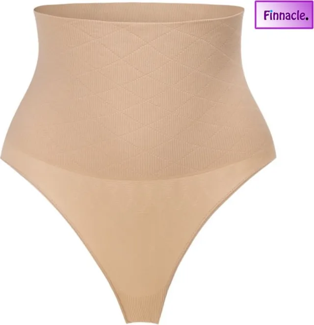 Finnacle Hoge Taille Tummy Controll Thong Panty Body Shaper Beige