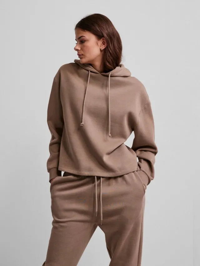 Pieces Dames Hoodie - Loungewear Top - Jogging pak hoodie - Beige /