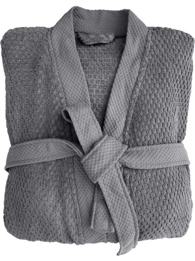 Heckettlane Badjas Katoen Grant - Classic Anthracite - Badjas 100% Katoen - Badjas / Kamerjas Dames - Badjas / Kamerjas Heren Classis Antractite