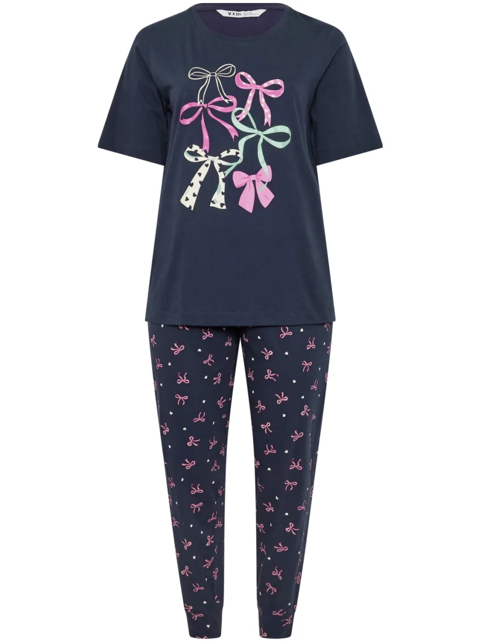 Yours Marineblauwe Pyjamaset Met Strikprint-42, foto 4