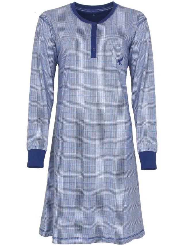 Tenderness Irresistible Dames Nachthemd - Polo Sluiting - Blauw