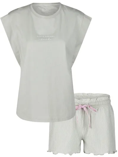By Louise Dames korte pyjama set shortama sun&dreams Groen