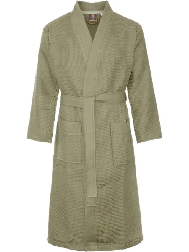 Badrock Sauna badjas wafel - biologisch katoen - olijfgroen 3XL - groene unisex badjas - wafel kimono - Oeko-Tex - kimono - wafel badjas dames - wafel badjas heren