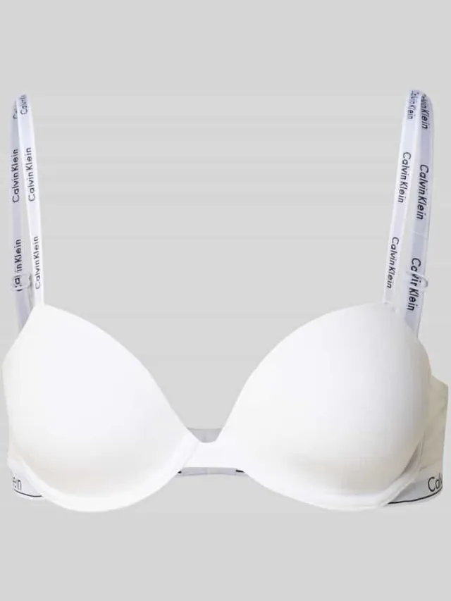 Calvin Klein Beha met spaghettibandjes met label, model 'Demi' Wit