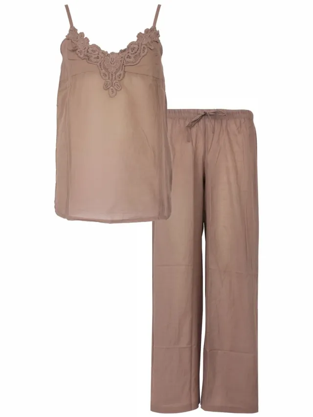 Irresistible Dames Pyjama - Spaghetti Bandjes - Taupe Bruin