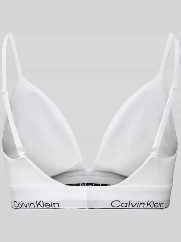 Calvin Klein Triangelbeha met logo in band en spaghettibandjes wit, foto 2