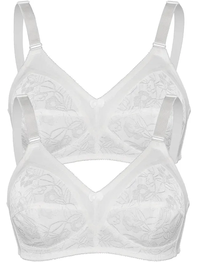 Sassa Verpakking van 2 Zachte BH GLANZEND JACQUARD Wit Wit