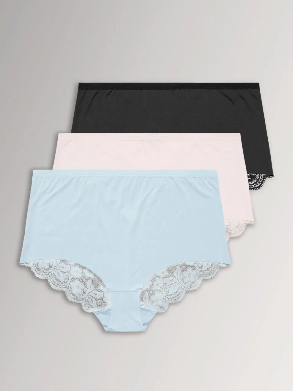 Yours 3 Pack Roze En Blauwe Kanten Slips Met Volledige Dekking-44, foto 2