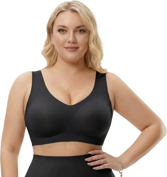 Shapetape Naadloze Push Up BH Zonder Beugel en Sluiting – Maat 3XL – Zwart – Comfort BH Dames - Onzichtbare Seamless BH met Uitneembare Pads - Ademende Stretch BH - Sport BH Dames - Yoga BH - Corrigerende BH - Shapetape Zwart - zonder beugel en sluiting
